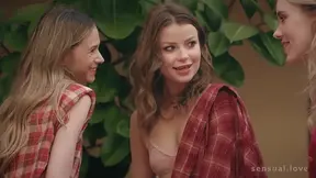 Three curious girls explore sensual love together