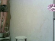 recorded webcam session with wall painting ends in a horny moaning cumshot 1 of 3