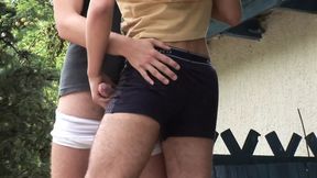 Sexy blond and brunette couple suck each other's cock