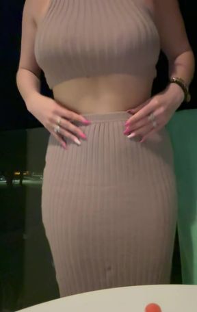Busty white girl shows off her natural big tits