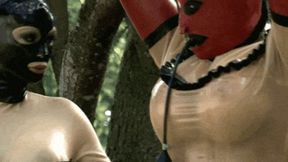 Rubber sissy anal slut outdoor - Part 1 - Latex Mistress inspects her toy