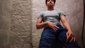 Indian Handsome Boy Masturbates Hard While His Penis Is Inside the Bathroom