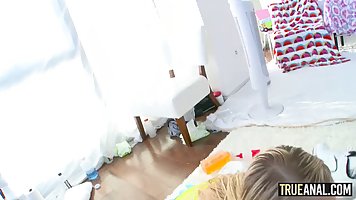 Sweet blonde fuck doll, Anastasia Knight is having anal sex with a guy she likes a lot