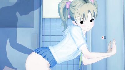 Blonde cutie seduced in public bathroom and pounded hard in cartoon