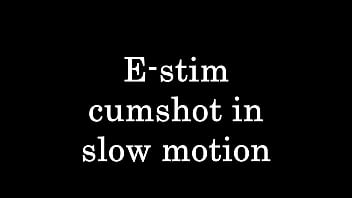 E-stim cumshot in slow motion