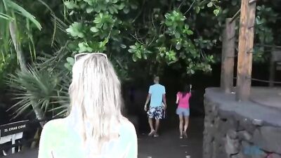 Gorgeous amateur blonde has outdoor sex with boyfriend while on a summer vacation