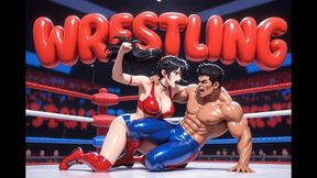 MIXED WRESTLING - Powerful Woman Destroys Him in Mixed Wrestling With Headscissors Facesitting Wedgies and Pins Then Strokes His Defeated Cock While Sitting on His Face (Erotic Audio) copy