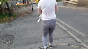 Alice - Very Public Wetting Outside Closed Public Toilets! Pee Accident!