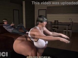 A mother I'd like to fuck with a toned body and a great booty works out in the living room whilst her stepson sees - CG Manga - OCICI
