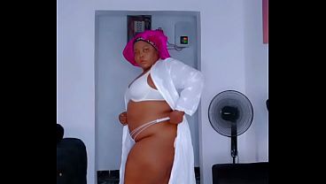 Ebony sexy bbw in white thong panties and bra