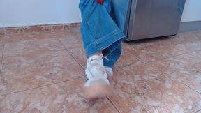 Taking off my sneakers after a day of work (bare feet)