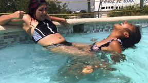 Elektra vs Ashley: Intense Backyard Pool Wrestling Showdown