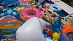 Ami Mercury & Indica Jane: Inflatable Mass Pop in the Pool - MP4 1080 hd