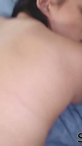 Latina POV Monica Sage riding hard for stepdaddys facial   Clip 1