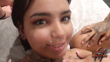 Three Lovely Brazilian Babes and one Big Black Cock in Dem holes