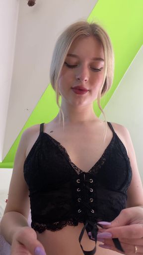 Natural teen shows off her big solo boobs