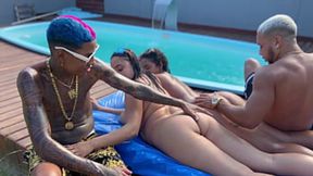 Interracial gangbang at mansion with horny&#x1F975; cougar and her teenage plaything