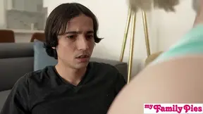 Stepbro humps three pocket-sized cuties in a wild gangbang