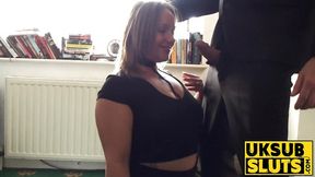 UKSubSluts: Curvy submissive gets rough spanking and blowjob