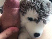 Jacking off again with my wolf plush