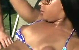 On sofa is better than next to pool