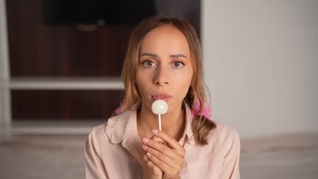 Hot horny licking of sweet lollipop