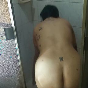 Caught stepmom in the big ass shower