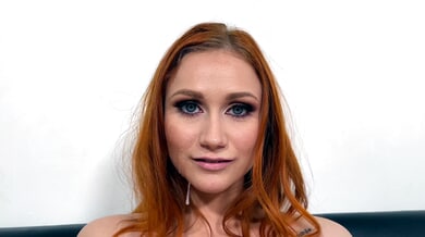 Red-haired beauty Scarlet Skies spreads wide for a muscular American cock in a steamy casting session