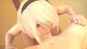 2B Pleases Her Master with Seductive Blowjob in Hot Android Fantasy