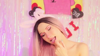 Happy Easter bunny Cum on my face split tongues play
