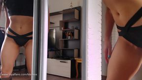 Fucking hard cock in front of mirror