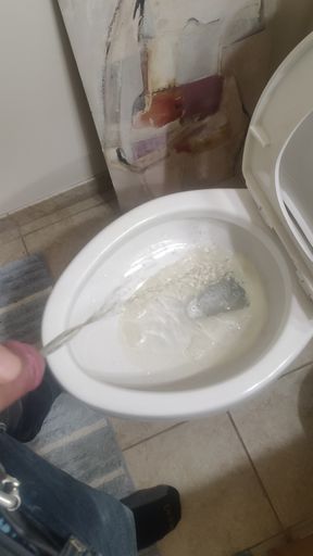 Playing with a pissing cock
