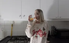 Hot Petite Sexy Girl in the Kitchen Masturbates on Christmas Day for Good Luck and Satisfaction