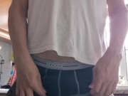 Jerking off in the kitchen and eating my cum
