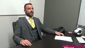 Handsome office bear fingering hunks ass