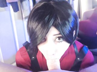 Ada wong uses Leon for sex, gives footjob and pounds large oiled butt