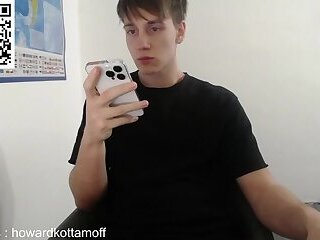 Young Russian Stroking Uncut Dick