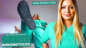 I will crush you under my Birkenstock slippers from work ( Giantess Feet with Nurse MIstress Fiona ) - FULL HD MP4