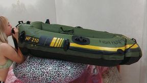 Alla inflates an inflatable boat with her mouth and hotly fucks an inflatable ring and gets an orgasm!!!