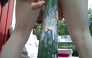 Thick girlfriend riding a cucumber with her ass