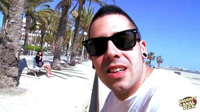 French brunette gets taken hard on the beach after flirting with a stranger