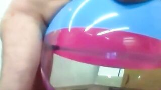 Daddy Plays with Inflatable Beach Ball Sex Toy