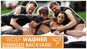 Swinger orgy! Two MILFs get boned by 3 studs! WolfWagner.com