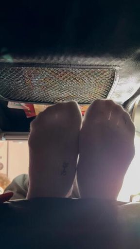 Under Seat Airplane POV with Sock Removal