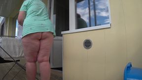 Mature Neighbor on the Balcony. I Watch Her Big Ass. PAWG.