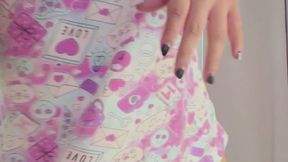 Braces teen desperation bladder bursting pissing on bed & squirting with dildo