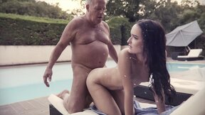 Petite russian teen's perfect blowjob & sexy fuck by massive old man