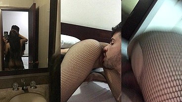 Pareja cachonda tiene sexo duro y apasionado en un hotel sorpresa en POV con medias largas - Amateur Nora Milf - Andy Z 94