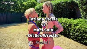 OIL SEX WRESTLE WITH STRAP ON PUNISHMENT: MARS SOLO VS TATIANA STEELE
