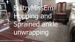 Hopping and Sprained ankle unwrapping